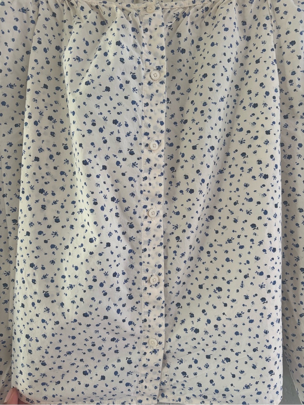 UNIQLO Blue Floral Tie Back Peasant Blouse Size S - Picture 3 of 7